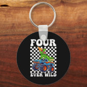 Kids Four Ever Wild Dinosaur Monster Truck 4th Bir Sleutelhanger (Voorkant)