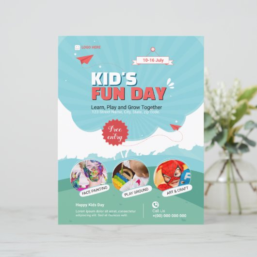 Kids Funday Flyer sjabloon (Staand voorkant)