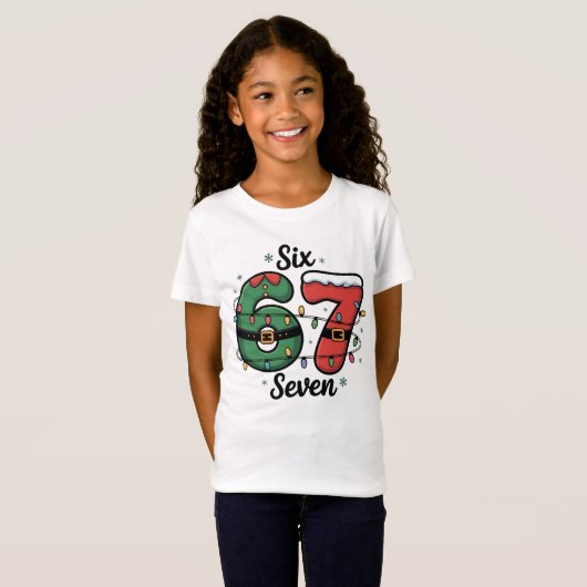Kids' Funny 67 Christmas Lights Holiday T-shirt (Voorkant volledig)