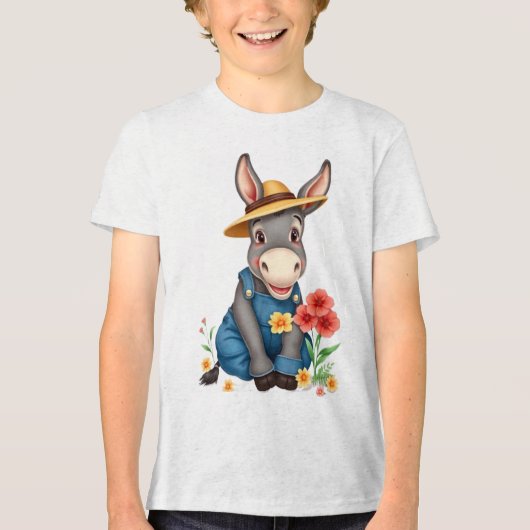 Kids Funny Donkey  Tri-Blend Shirt (Voorkant)