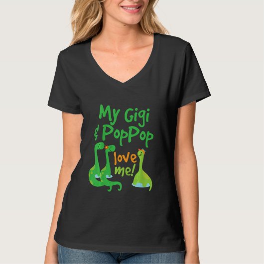 Kids Gigi and PopPop Love Me Grandchild Dinosaur T-shirt (Voorkant)