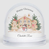 Kids Girl Gingerbread Snowman Festive Snow Globe  Sneeuwbol (Voorkant)