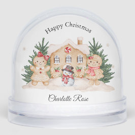 Kids Girl Gingerbread Snowman Festive Snow Globe  Sneeuwbol