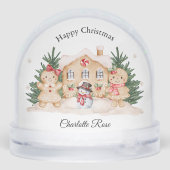 Kids Girl Gingerbread Snowman Festive Snow Globe Sneeuwbol (Achterkant)