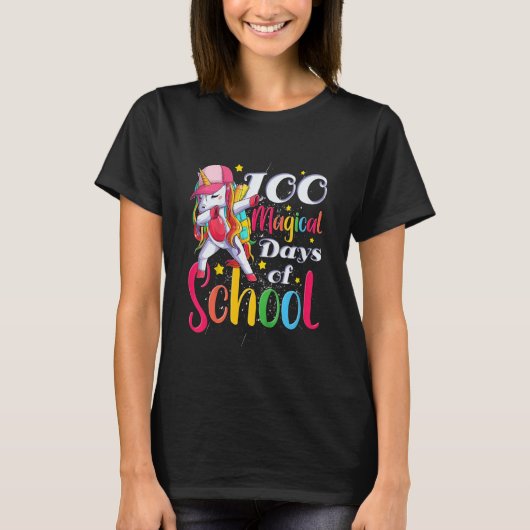 Kids Girls 100 Magical Days Of School First Grader T-shirt (Voorkant)