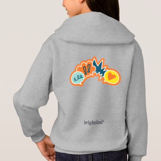 Kids - Girls grey hoodie with speech illustration  (Achterkant)