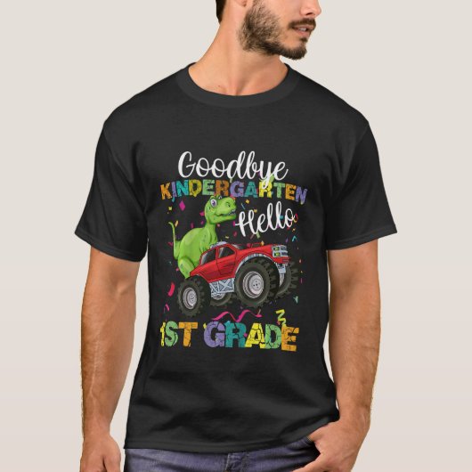 Kids Goodbye Kindergarten Hello 1st Grade Dinosaur T-shirt (Voorkant)