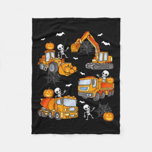Kids Halloween Construction Trucks Costume Toddler Fleece Deken (Voorkant)