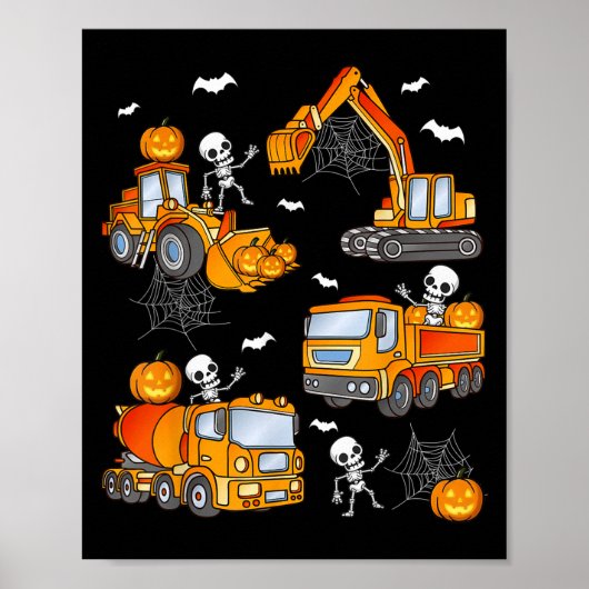 Kids Halloween Construction Trucks Costume Toddler Poster (Voorkant)