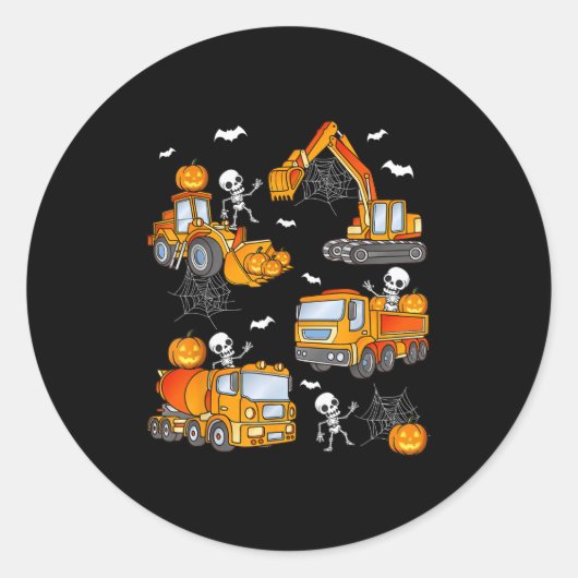 Kids Halloween Construction Trucks Costume Toddler Ronde Sticker (Voorkant)