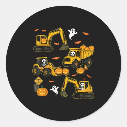 Kids Halloween Construction Trucks Costume Toddler Ronde Sticker (Voorkant)