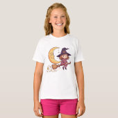 Kids Halloween Little Witch Moon T-Shirt (Voorkant volledig)