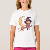 Kids Halloween Little Witch Moon T-Shirt (Voorkant)