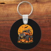 Kids Halloween Monster Truck Skeleton Pumpkin Boys Sleutelhanger (Voorkant)