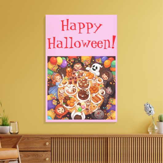 Kid's Halloween Party Canvas Afdruk (Insitu (Woonkamer))