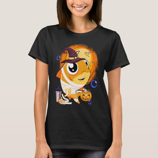 Kids Halloween Shark Mummy Witch Hat Spider Kids P T-shirt (Voorkant)