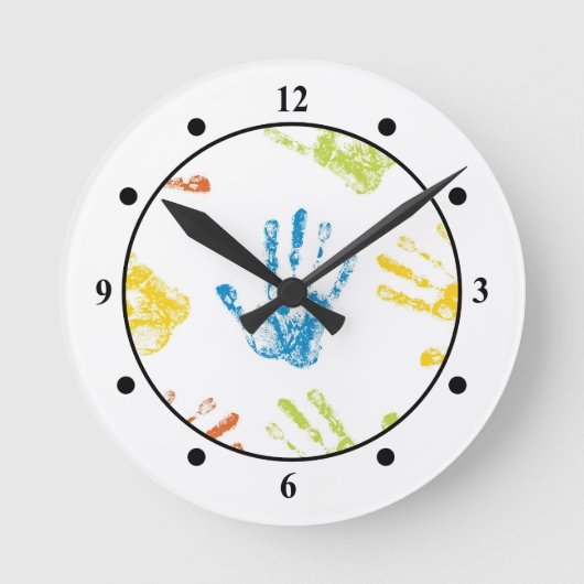 Kids Handprints Ronde Klok (Voorkant)