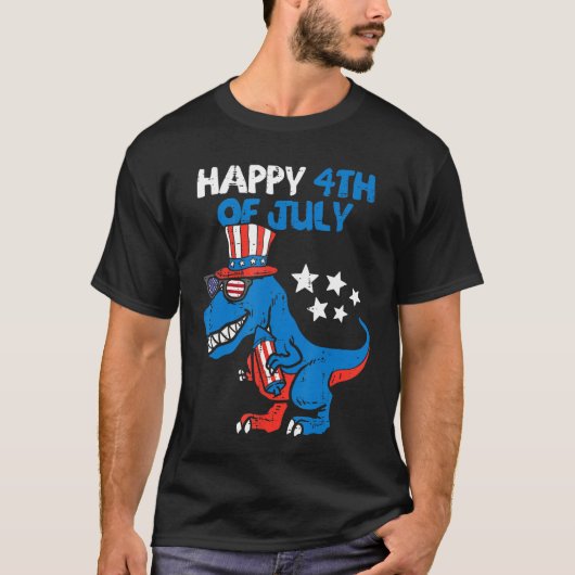 Kids Happy 4th Of July Rex Dino Dinosaur Baby Todd T-shirt (Voorkant)