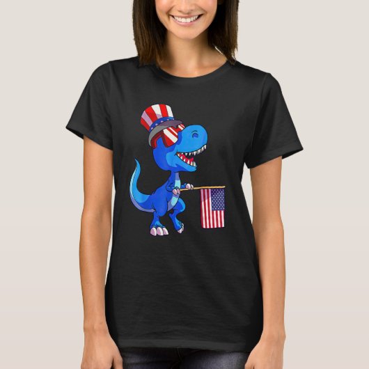 Kids Happy 4th Of July Rex Dino Dinosaur Baby Todd T-shirt (Voorkant)