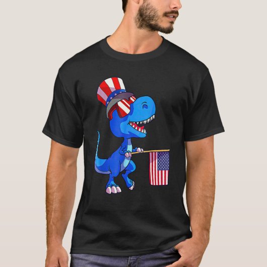 Kids Happy 4th Of July Rex Dino Dinosaur Baby Todd T-shirt (Voorkant)