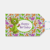 Kids Happy Birthday Dinosaurs Gift Tag Cadeaulabel (Voorkant (Horizontaal))