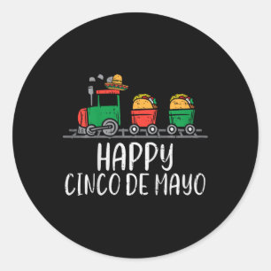 Kids Happy Cinco De Mayo Mexican Tacos Train Toddl Ronde Sticker