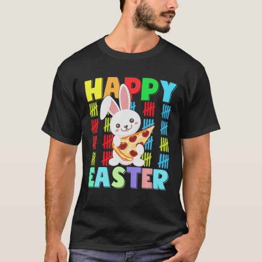 Kids Happy Easter Rabbit Pizza With Bunny Ears Fun T-shirt (Voorkant)