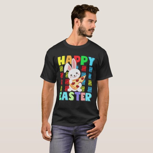Kids Happy Easter Rabbit Pizza With Bunny Ears Fun T-shirt (Voorkant volledig)