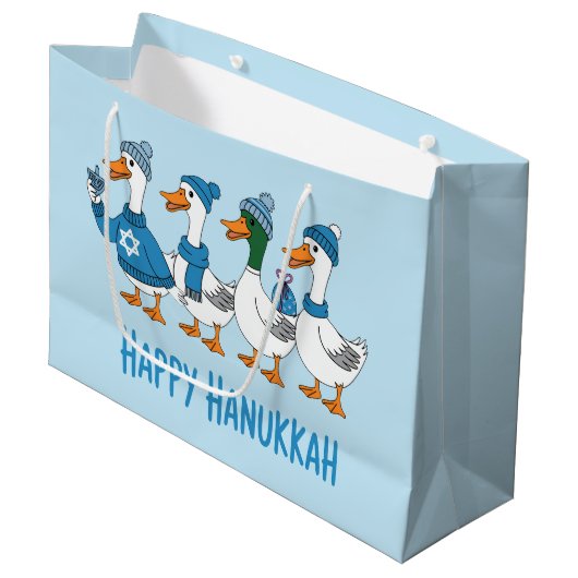 Kids Happy Hanukkah Gift Bag Groot Cadeauzakje (Voorkant Gekanteld)