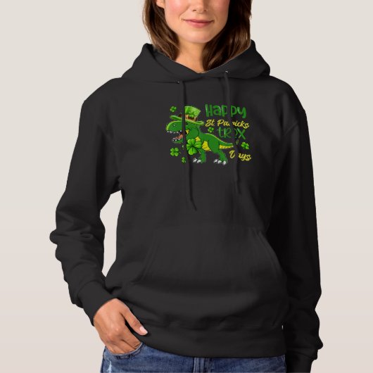 Kids Happy St Patricks Trex Day Cute Dinosaur Luck Hoodie (Voorkant)