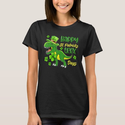 Kids Happy St Patricks Trex Day Cute Dinosaur Luck T-shirt (Voorkant)