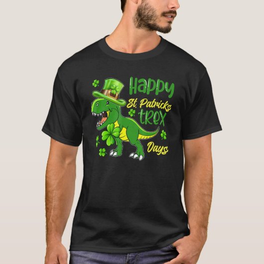 Kids Happy St Patricks Trex Day Cute Dinosaur Luck T-shirt (Voorkant)
