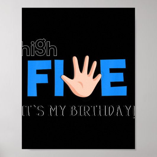 Kids High Five - Cool 5 Year Old Kids Birthday Gif Poster (Voorkant)