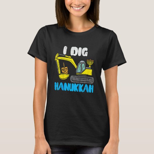Kids I Dig Hanukkah Excavator Construction Toddler T-shirt (Voorkant)