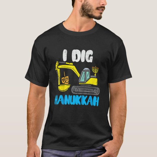 Kids I Dig Hanukkah Excavator Construction Toddler T-shirt (Voorkant)