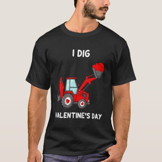 Kids I Dig Valentines Day Hearts Tractor Funny Tod T-shirt (Voorkant)