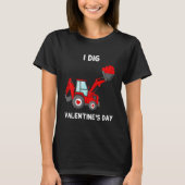 Kids I Dig Valentines Day Hearts Tractor Funny Tod T-shirt (Voorkant)