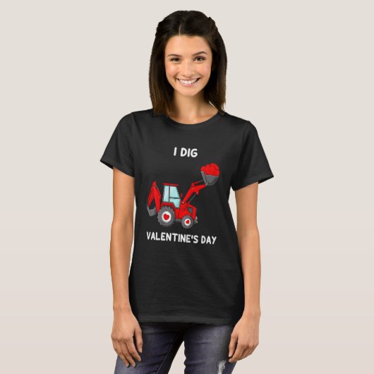 Kids I Dig Valentines Day Hearts Tractor Funny Tod T-shirt (Voorkant volledig)