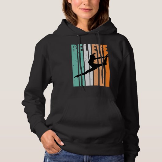 Kids I Love Dance Team Believe Dancer Dancing Retr Hoodie (Voorkant)
