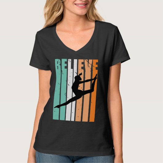Kids I Love Dance Team Believe Dancer Dancing Retr T-shirt (Voorkant)