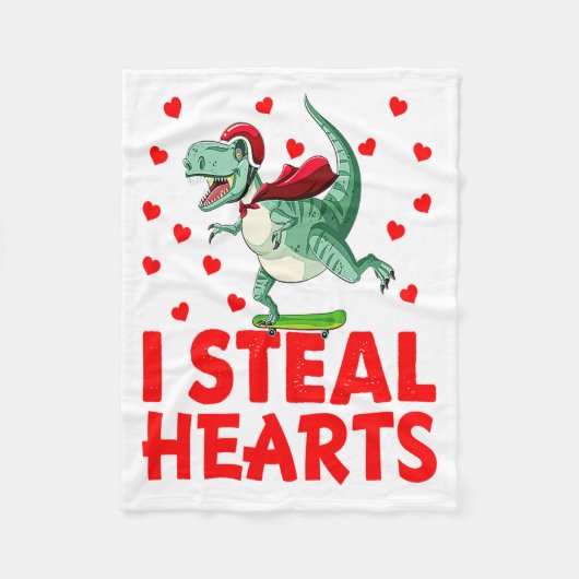 Kids I Steal Hearts Dinosaur Valentines Day For Ba Fleece Deken (Voorkant)