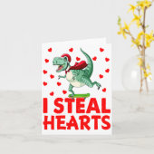 Kids I Steal Hearts Dinosaur Valentines Day For Ba Kaart (Gele Bloem)