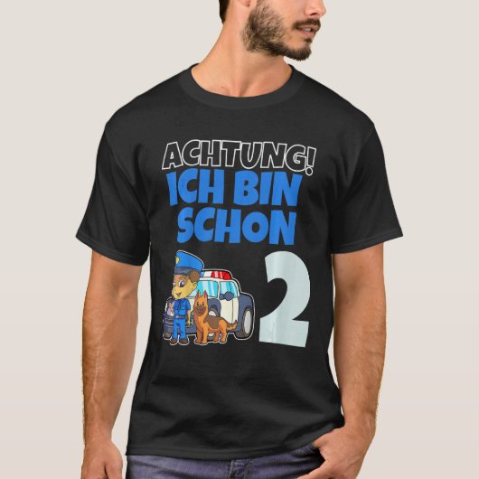 Kids Ich bin schon 2 Jahr alt! Achtung Polizei Pol T-shirt (Voorkant)