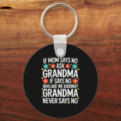 Kids If Mom Says No Ask Grandma Funny Beloved Gran Sleutelhanger (Voorkant)