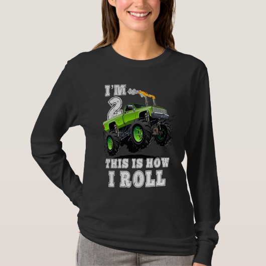 Kids I'm 2 This Is How I Roll Monster Truck T-shirt (Voorkant)