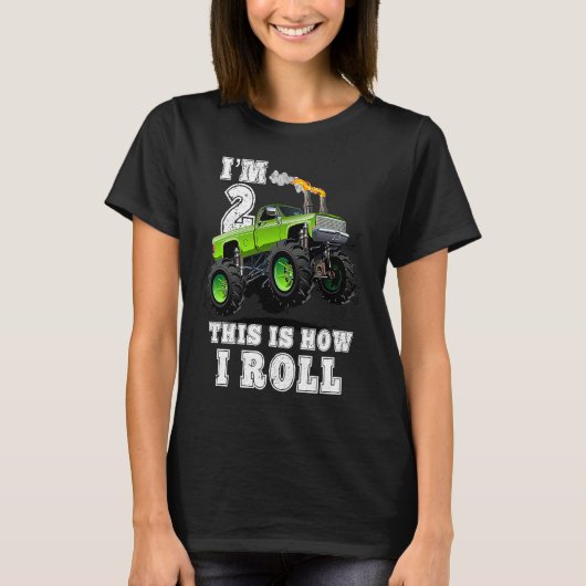 Kids I'm 2 This Is How I Roll Monster Truck T-shirt (Voorkant)