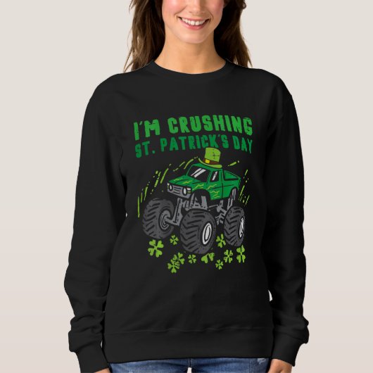 Kids Im Crushing St Patricks Day Monster Truck Boy Trui (Voorkant)