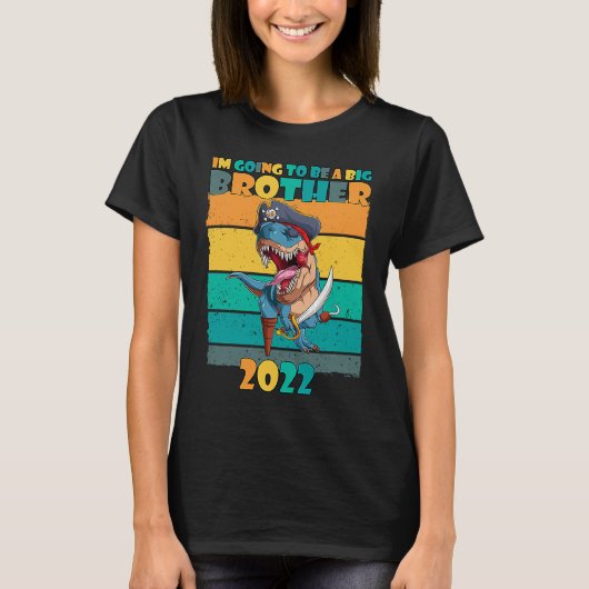 Kids I'm Going to be a Big Brother 2022 T Rex Pira T-shirt (Voorkant)