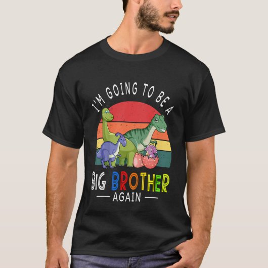 Kids I'm Going To Be A Big Brother Again 2023 Dino T-shirt (Voorkant)