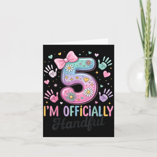 Kids I'm Ly A Handful Five 5th Birthday Girls Boys Kaart (Voorkant)
